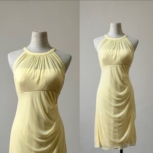David's Bridal Yellow Sheer wedding, prom, homecoming or cocktail Easter Dress16